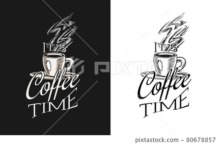 Coffee shop logo and emblem. Cup of drink. Latte or cappuccino or espresso. Vintage retro badge 80678857
