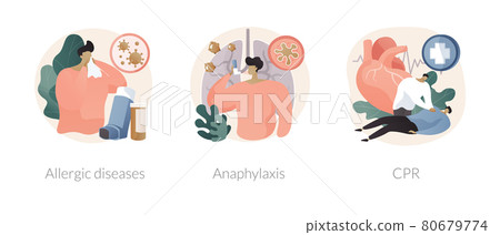 Allergy emergency help abstract concept vector illustrations. 80679774