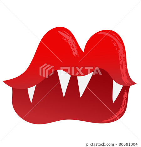 Halloween creepy vampire lips with sharp fangs. Vector illustration icon Halloween creepy vampire lips with sharp fangs. Vector illustration icon 80681004