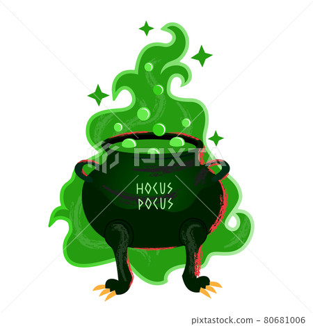 Cauldron with magic green potion. Halloween witch cauldron Cauldron with magic green potion. Halloween witch cauldron 80681006