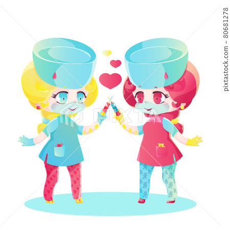 Chibi nurses with syringes Chibi nurses with syringes 80681278
