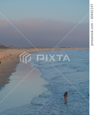 Sunset over Pismo Beach on the Pacific Ocean in San Luis Obispo County, California 80682147