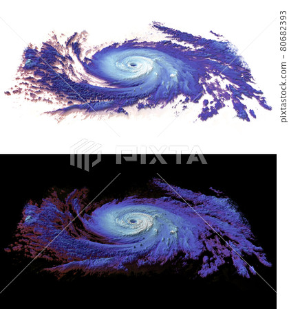 Hurricane isolated on white background and the same on black. Template objects for your design. Elements of this image furnished by NASA. 80682393