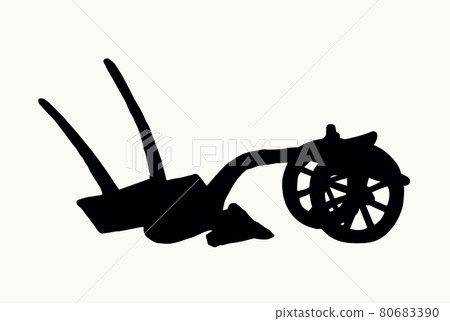 Ancient plow. Vector drawing object 80683390