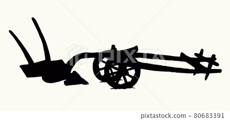 Ancient plow. Vector drawing object Ancient plow. Vector drawing object 80683391