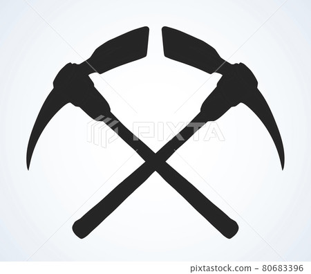Pick axe icon. Vector drawing sign Pick axe icon. Vector drawing sign 80683396