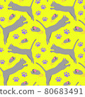 Seamless pattern with gray cats on a 80683491