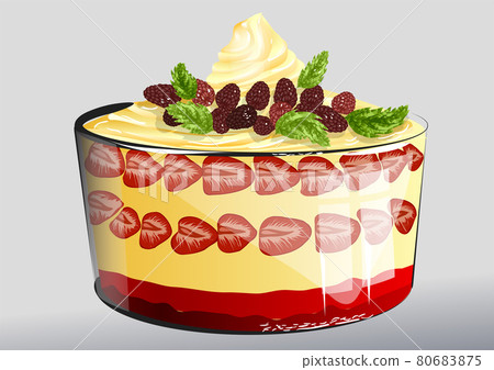 trifle with strawberry trifle with strawberry 80683875