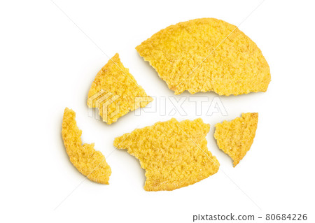 Potato chips isolated on white background with clipping path and full depth of field. Top view. Flat lay. 80684226