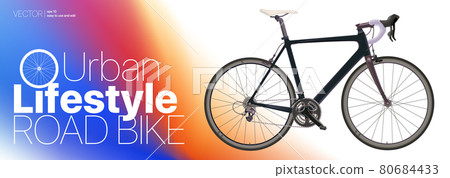 Realistic road bike Black Carbon sport bike isolated on gradient background Vector Illustration for directory Poster Web Horizontal Banner Advertising Bicycle rental Signboard Realistic road bike Black Carbon sport bike isolated on gradient background Vector Illustration for directory Poster Web Horizontal Banner Advertising Bicycle rental Signboard 80684433