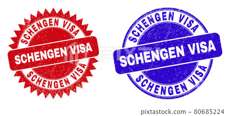 SCHENGEN VISA Rounded and Rosette Stamps with Distress Surface 80685224