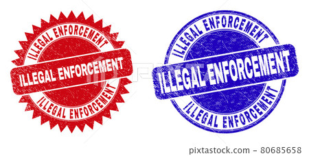 ILLEGAL ENFORCEMENT Round and Rosette Seals with Scratched Style ILLEGAL ENFORCEMENT Round and Rosette Seals with Scratched Style 80685658