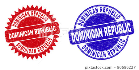 DOMINICAN REPUBLIC Rounded and Rosette Stamp Seals with Corroded Texture 80686227