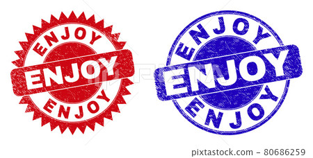 ENJOY Round and Rosette Watermarks with Rubber... - Stock Illustration ...