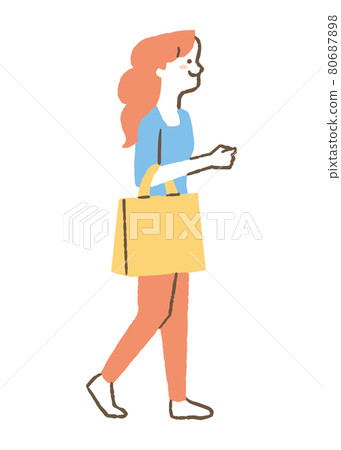 提著購物袋的女人_color 提著購物袋的女人_color 80687898
