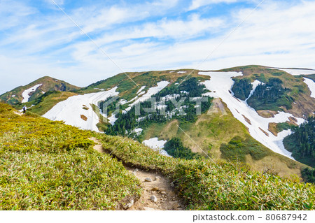 初夏的牧畑山登山（井脊路線）：從山路眺望牧畑山 80687942