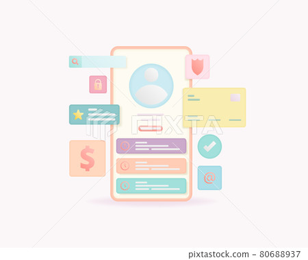 Mobile payment application concept. Internet banking on mobile. Application interface. Vector illustration. Mobile payment application concept. Internet banking on mobile. Application interface. Vector illustration. 80688937