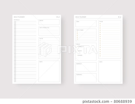 Modern planner template set. Set of planner and to do list. Daily planner template. Vector illustration. 80688939