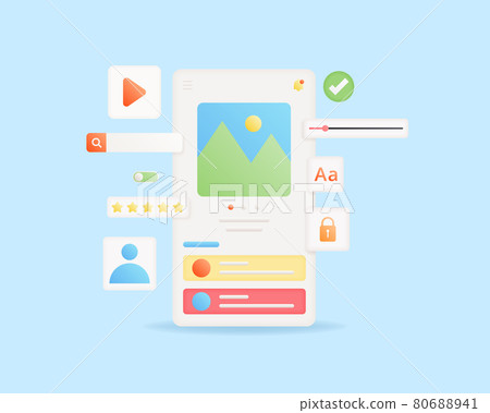 Mobile app development and web design concept. Application interface. Vector illustration. Mobile app development and web design concept. Application interface. Vector illustration. 80688941