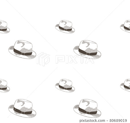 Hand-painted continuous background pattern of Panama hat Hand-painted continuous background pattern of Panama hat 80689019