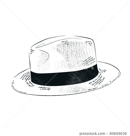 Hand-drawn sketch style illustration of Panama hat 80689036