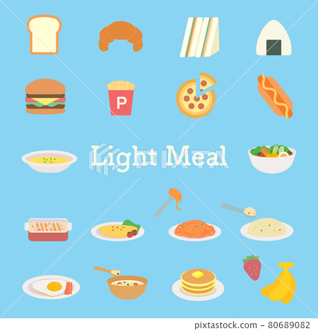 Simple and cute light meal illustration set Simple and cute light meal illustration set 80689082