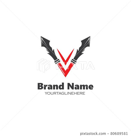 v letter spear icon vector illustration design v letter spear icon vector illustration design 80689581