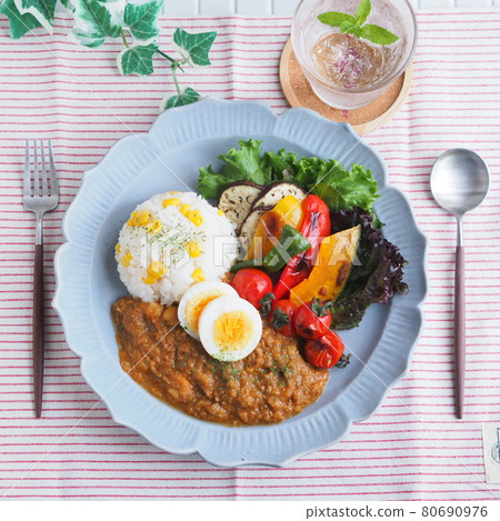 One plate keema curry grilled summer vegetables 80690976