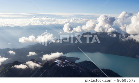 Aerial View from Airplane of Canadian Mountain Landscape 80693572