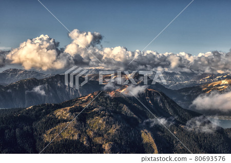 Aerial View from Airplane of Canadian Mountain Landscape 80693576