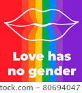 rainbow background with lips silhouette, lgbt flag 80694047