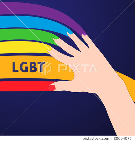 hand draws lgbt community flag on blue background hand draws lgbt community flag on blue background 80694075