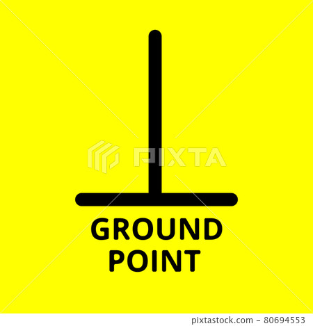 Ground icon, sign. Electrical symbol isolated on yellow background. ESD, EPA. Common ground point. Electrostatic protected area. Vector Illustration. EPS10. 80694553