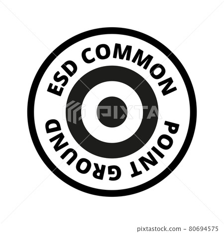 Ground icon, sign. Electrical symbol isolated on white background. ESD, EPA. Common ground point. Electrostatic protected area. Vector Illustration. EPS10. 80694575