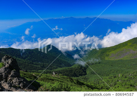 從權現山頂眺望南阿爾卑斯山的南八岳 80694587