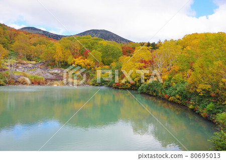 青森縣地獄沼在秋天的顏色 青森縣地獄沼在秋天的顏色 80695013