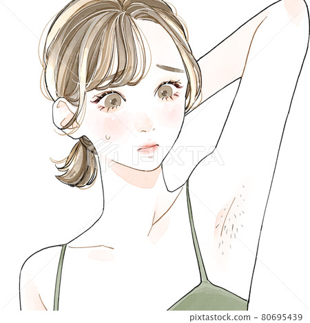 A woman suffering from armpit hair 80695439