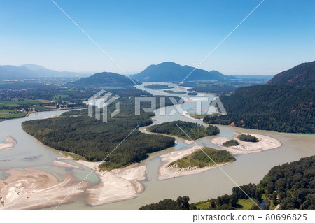 Aerial View of Fraser Valley with Canadian Nature Mountain Landscape Background. 80696825