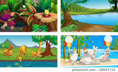 Four different nature horizontal scene 80697118