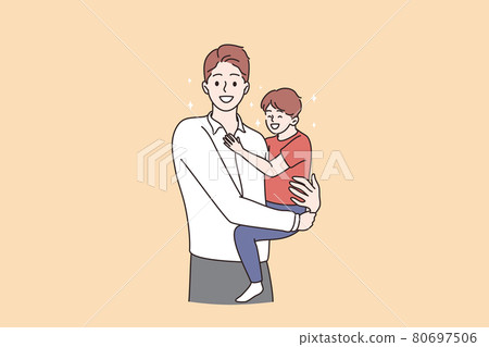 Happy fathers day and childhood concept 80697506