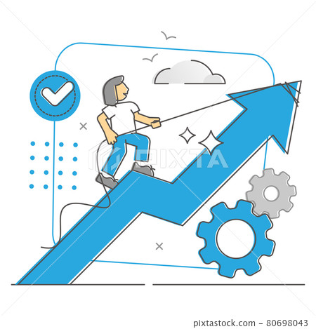 Progress growth as development and improvement rise monocolor outline concept Progress growth as development and improvement rise monocolor outline concept 80698043