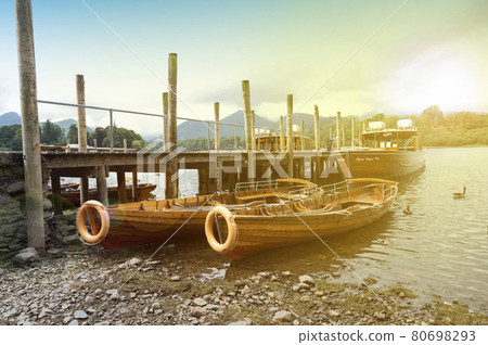 Keswick, English Lake District, U.K. 28 July, 2021. Beautiful old boats at the lake. Popular place to visit in U.K 80698293