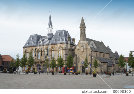 Bishop, Auckland, U.K. 27 July, 2021. Bishop Auckland town hall. North of United Kingdom, popular town to visit. Beautiful old british buildings. Bishop, Auckland, U.K. 27 July, 2021. Bishop Auckland town hall. North of United Kingdom, popular town to visit. Beautiful old british buildings. 80698300