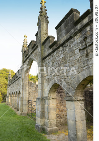 Bishop, Auckland, U.K. 27 July, 2021. Bishop Auckland old castle building. North of United Kingdom, popular town to visit. Bishop, Auckland, U.K. 27 July, 2021. Bishop Auckland old castle building. North of United Kingdom, popular town to visit. 80698307