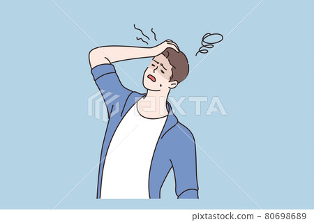 Man fainting and Symptom of disease concept Man fainting and Symptom of disease concept 80698689