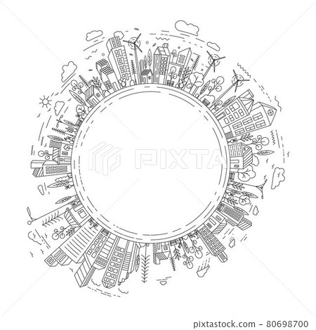 City Building Line art Vector Illustration template 80698700