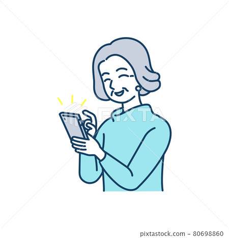 Elderly woman using a smartphone with a smile 80698860