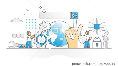 Search engine as web information find results tool monocolor outline concept 80700045