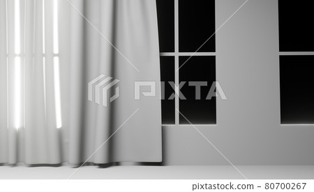 A wall with windows and curtains that let in light 80700267