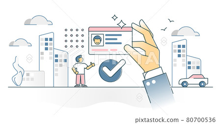 License ID card as valid identity identification document outline concept 80700536